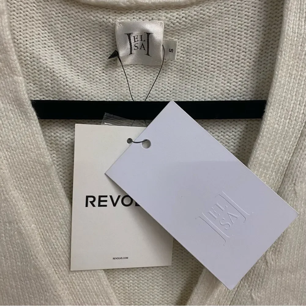 HELSA Sanna Cardigan Ivory White Button-Up sweater Revolve NWT $298 S